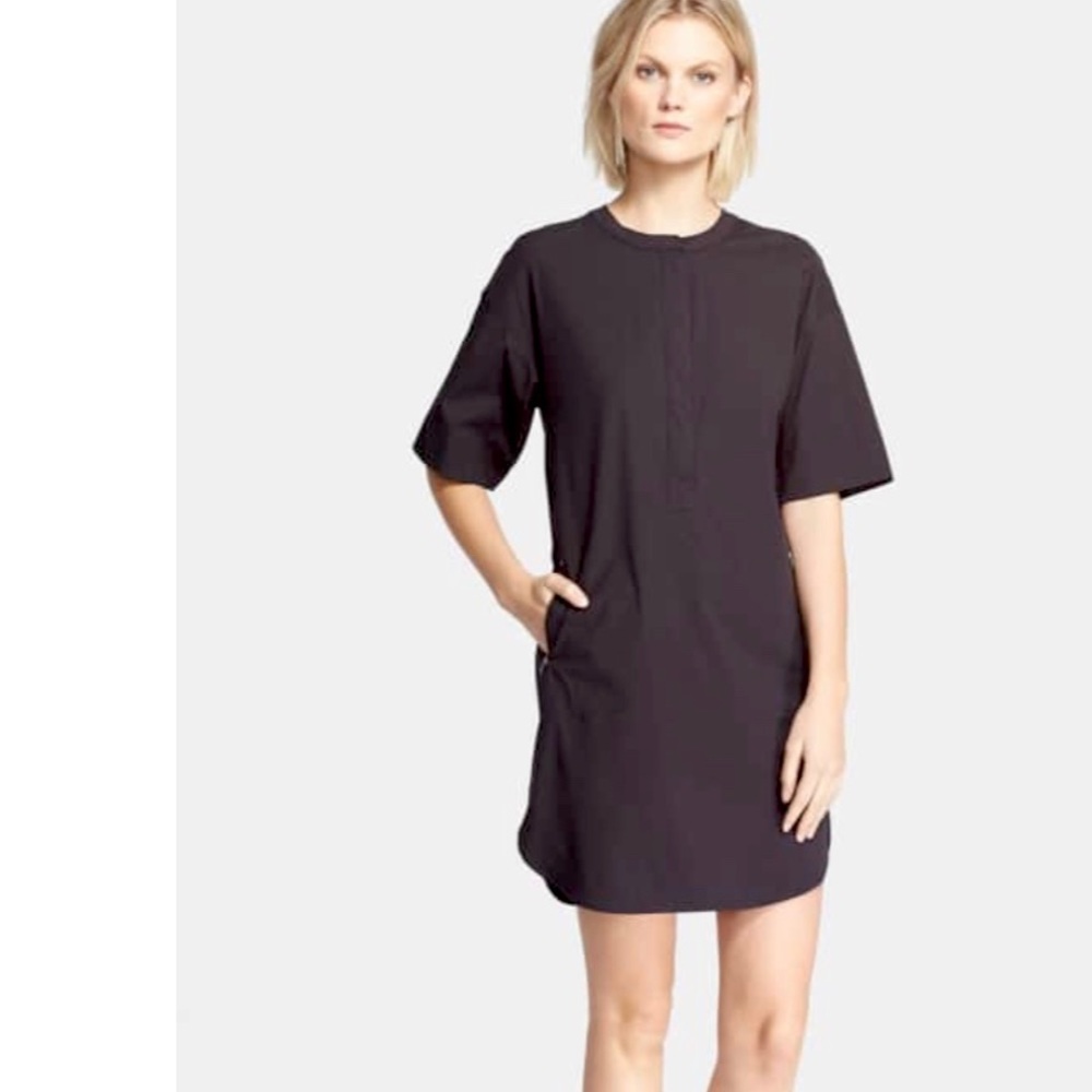 Theory Floryn Black Zipper Detail Shift Dress S